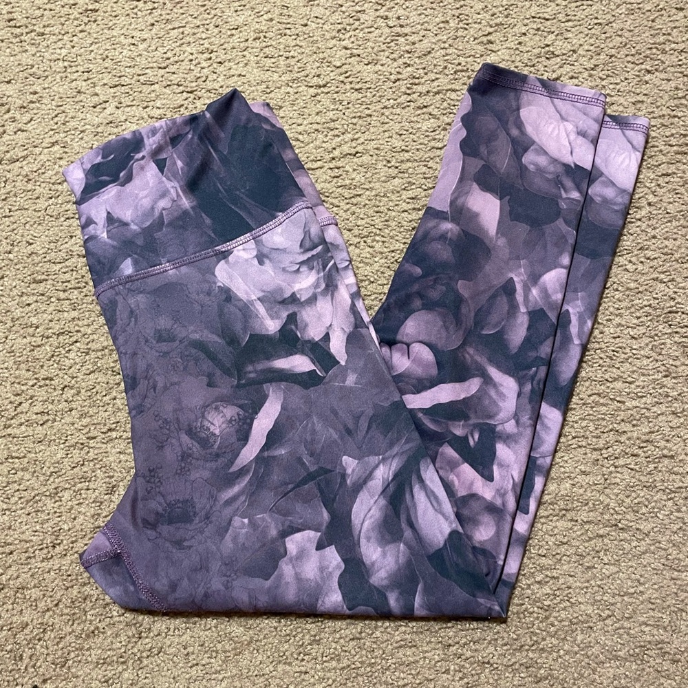 Evolution and Creation Purple Floral Yoga Pants
